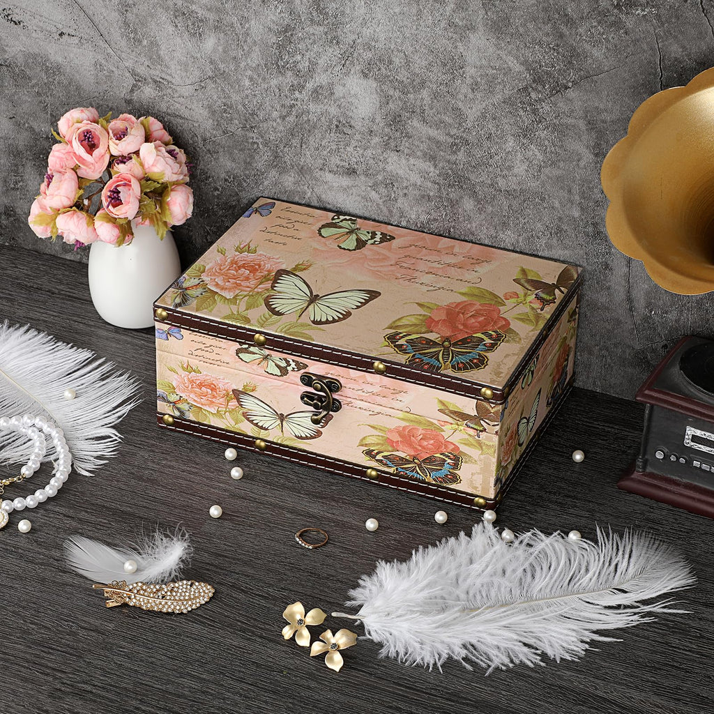 Butterfly Treasure Chest Box, Wooden