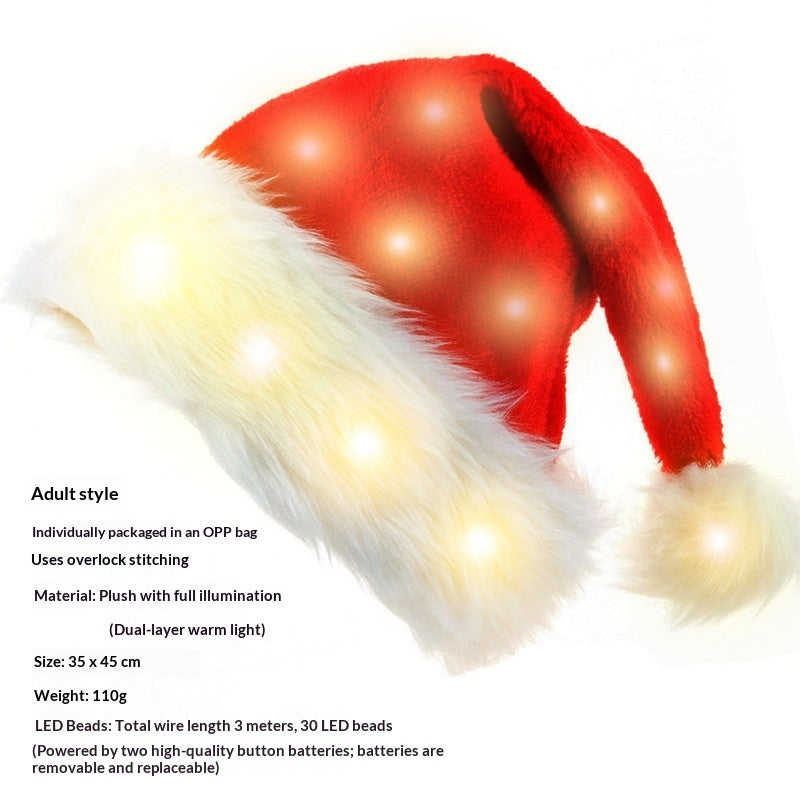 Christmas Party Plush Glowing Christmas Hat For The Elderly