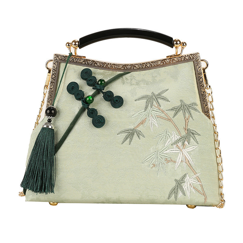 Lucky Bamboo Embroidery Handbags Women