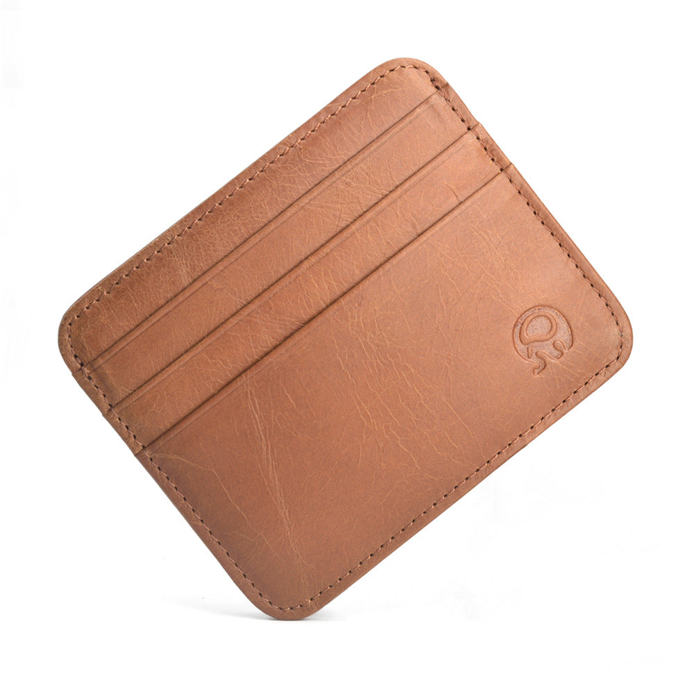 First Layer Cowhide Coin Purse Bus Card Holder