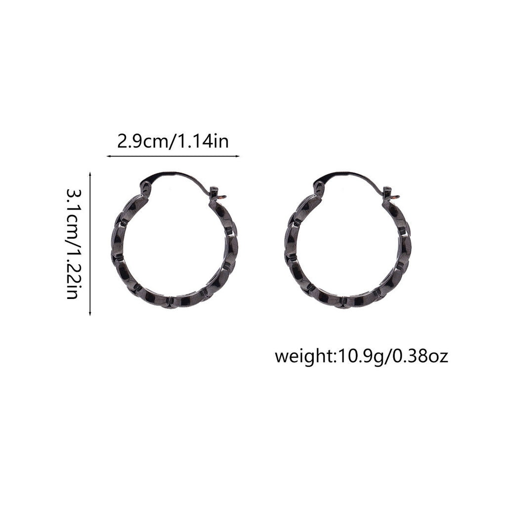 Sweet And Cool Classic Threaded Plain Hoop Earrings For Women, Ins-Style Simple And High-End Elegant Ear Clips, Light Luxury Niche Autumn And Winter Earrings