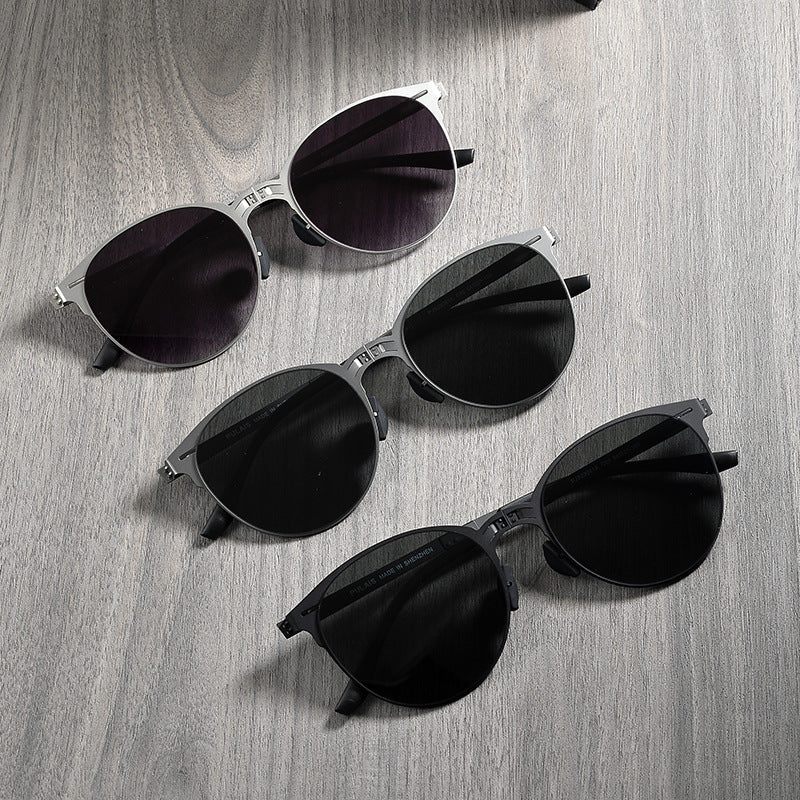 Lightweight Folding Men's Stainless Steel Fashion Vintage Sunglasses