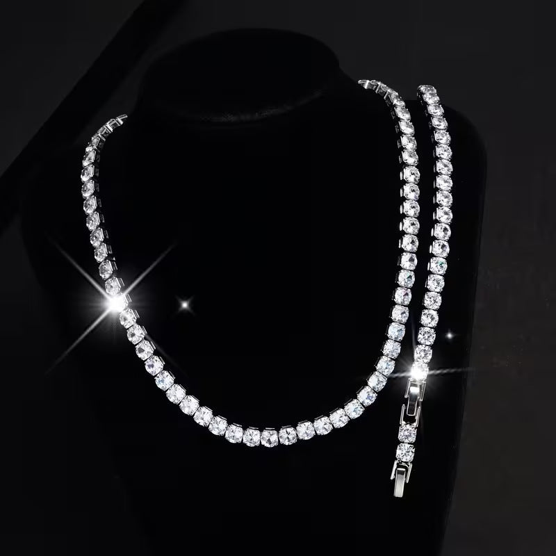 Micro-pave 6mm Zircon Bracelet And Necklace Set