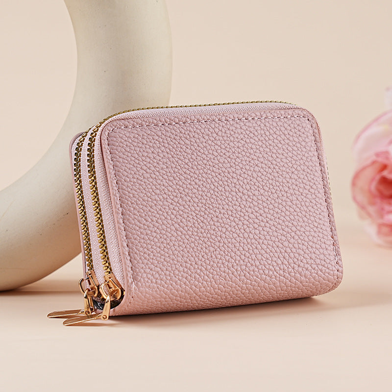 Clutch Wallet With Dual Zippers And Multiple Card Slots
