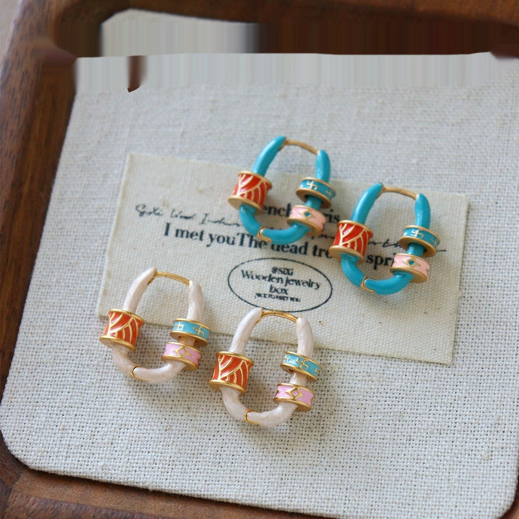 Simple Fashionable And Versatile Dopamine-colored Oil-drop Earrings