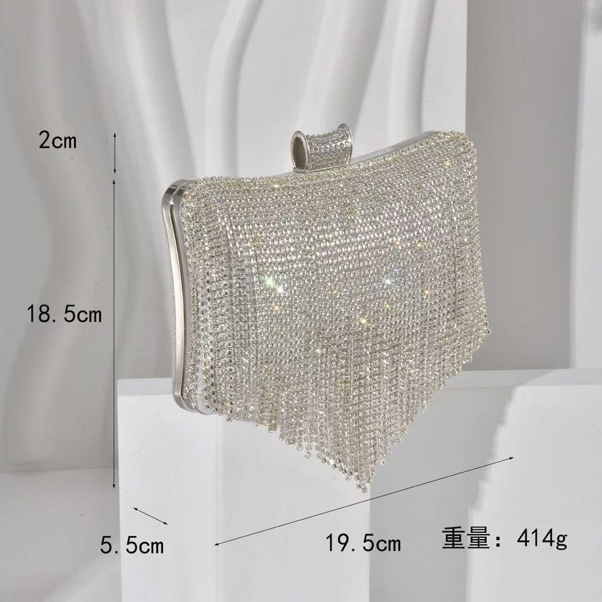 Women's Tassel Rhinestone Evening Clutch  Light Luxury Socialite Handbag, Rhinestone-Studded Top-Handle Purse & Elegant Party Clutch