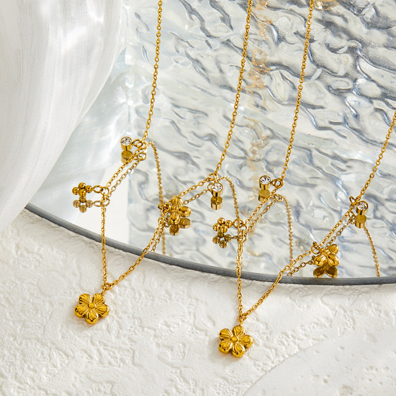 Fresh And Sweet Daisy Rhinestone Necklace Delicate Clavicle Chain