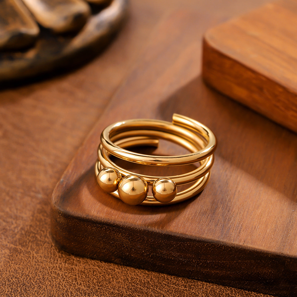 Ins-style Geometric Sphere Titanium Steel Ring For Women