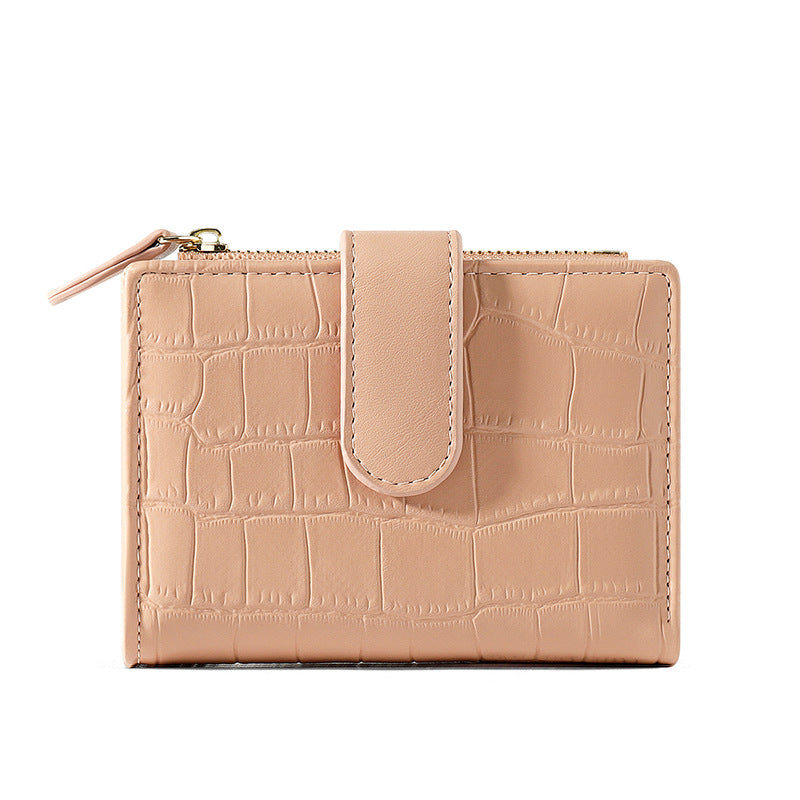 Simple Retro Solid Color Zipper Clasp Mini Short Wallet