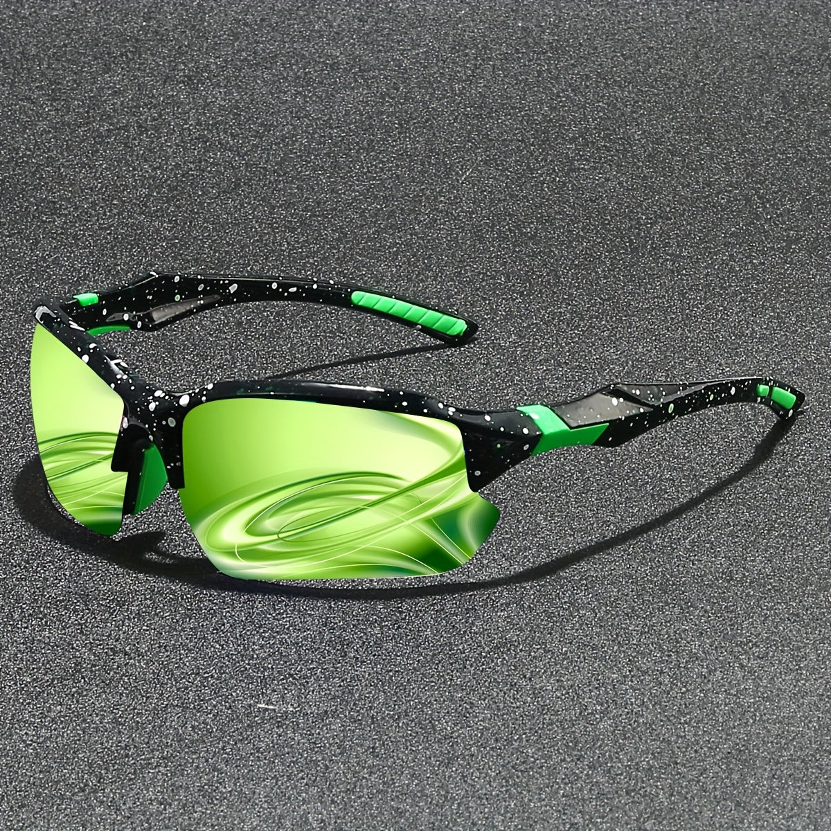 Half Rim Polarized Sports Sunglasses Uv400 Protective Mirrored Lens Eyewear Rugged Textured Frame With Non Slip Temple Suitable For Cycling,fishing,running And Various Outdoor Sports Activities.
