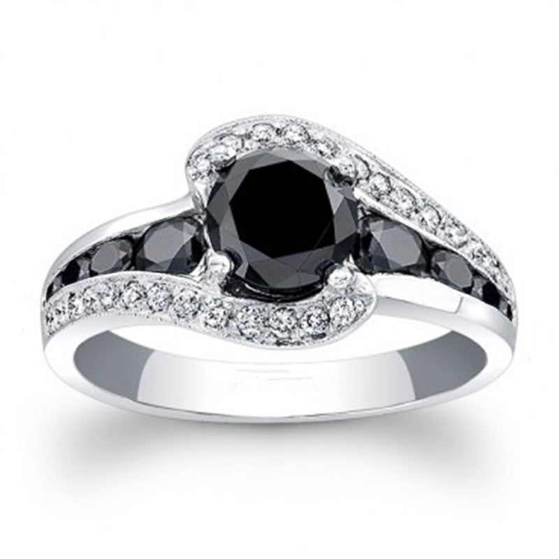 Copper Micro Inlaid Zircon Geometric Horseshoe Resizable Open Ring For Women