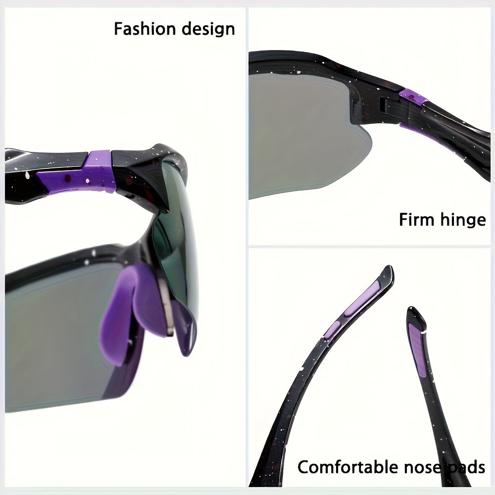 Half Rim Polarized Sports Sunglasses Uv400 Protective Mirrored Lens Eyewear Rugged Textured Frame With Non Slip Temple Suitable For Cycling,fishing,running And Various Outdoor Sports Activities.