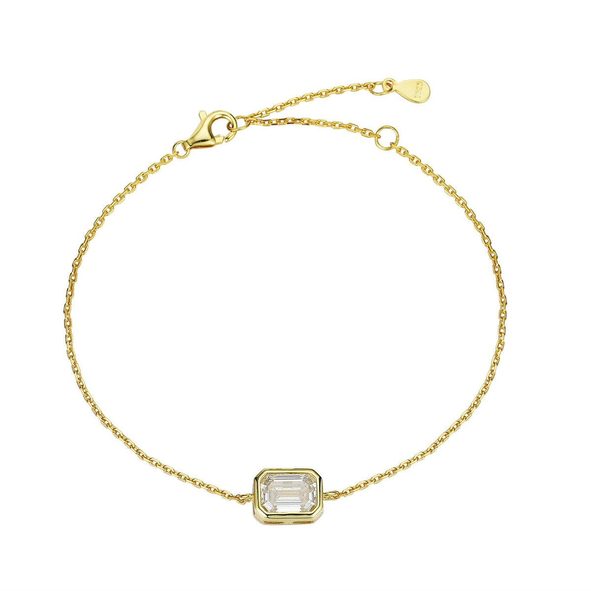Rectangular Emerald Moissanite S925 Sterling Silver Bracelet