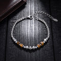 New Chinese Style Faceted Tiger Eye Stone Spliced Broken Silver Bracelet For Men, Hip Hop Luxury High-End Beaded Bracelet, Fashion Versatile Jewelry