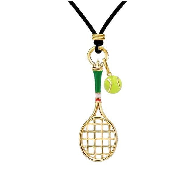 Tennis Rackets Necklace Enamel Craft Retro Easy Matching
