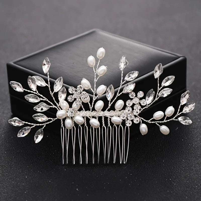 Handmade Pearl Crystal Hair Comb Simple Accessories