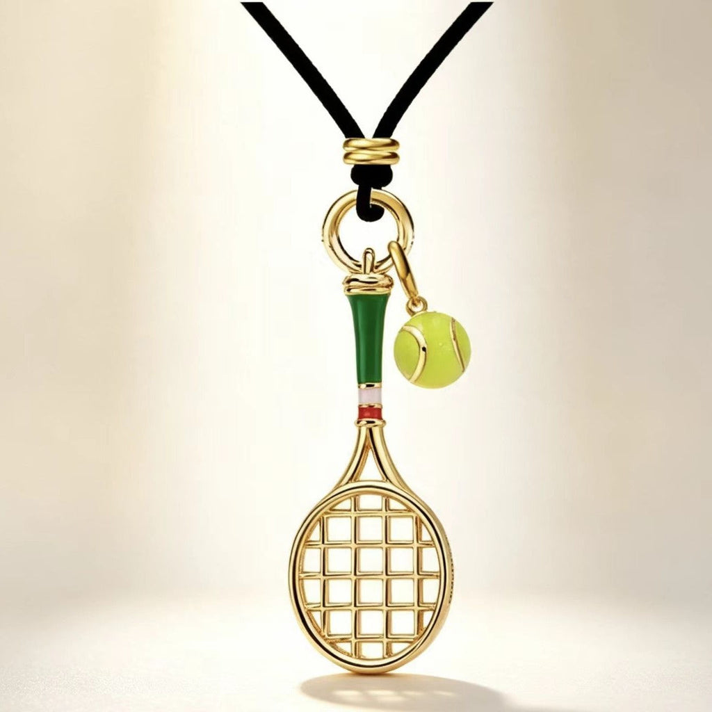 Tennis Rackets Necklace Enamel Craft Retro Easy Matching