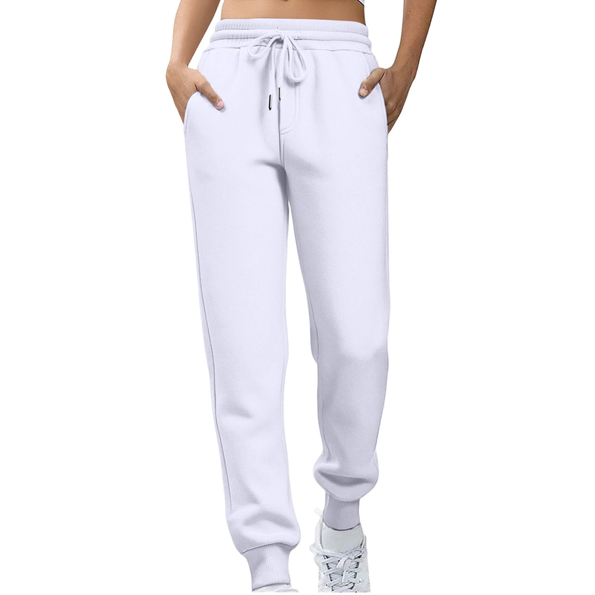 Womens Fleece Sweatpants Solid-color Joggers