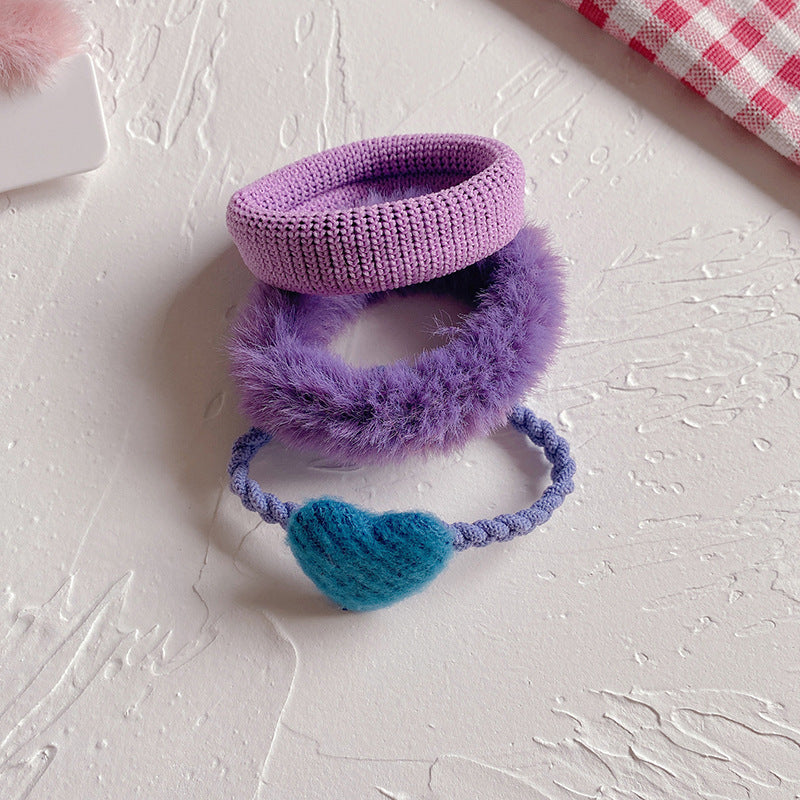 New Sweet Candy Color Love Plush Girl Hair Rope Hair Accessories