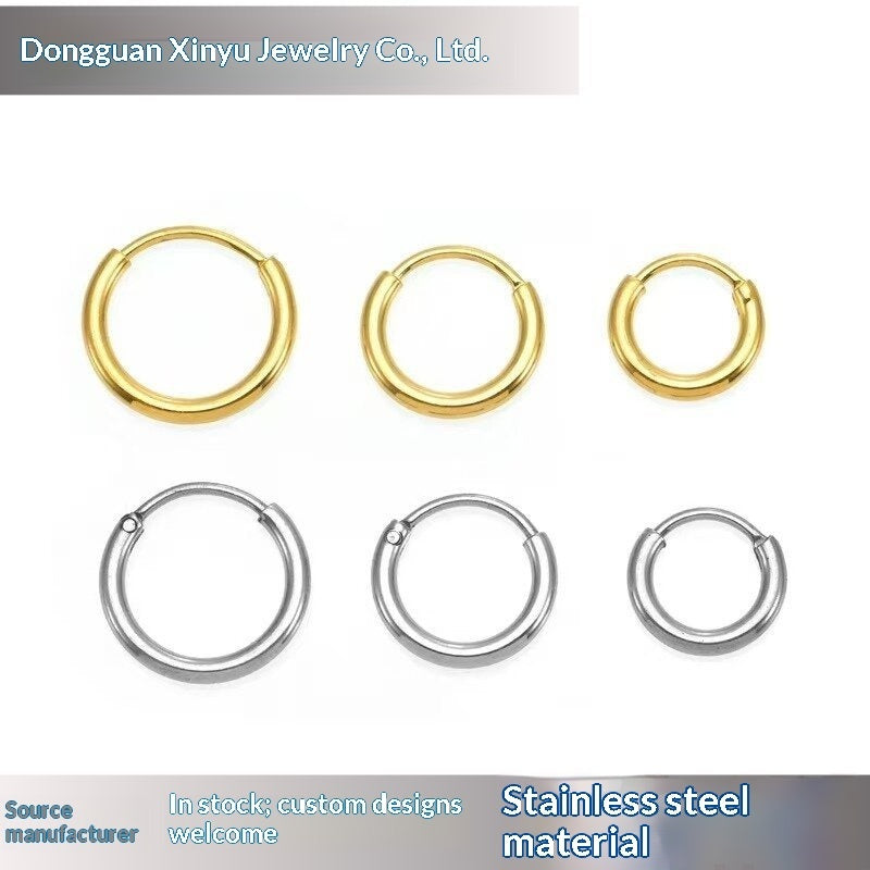 Stainless Steel 18k Gold-plated Hoop Earrings Unisex