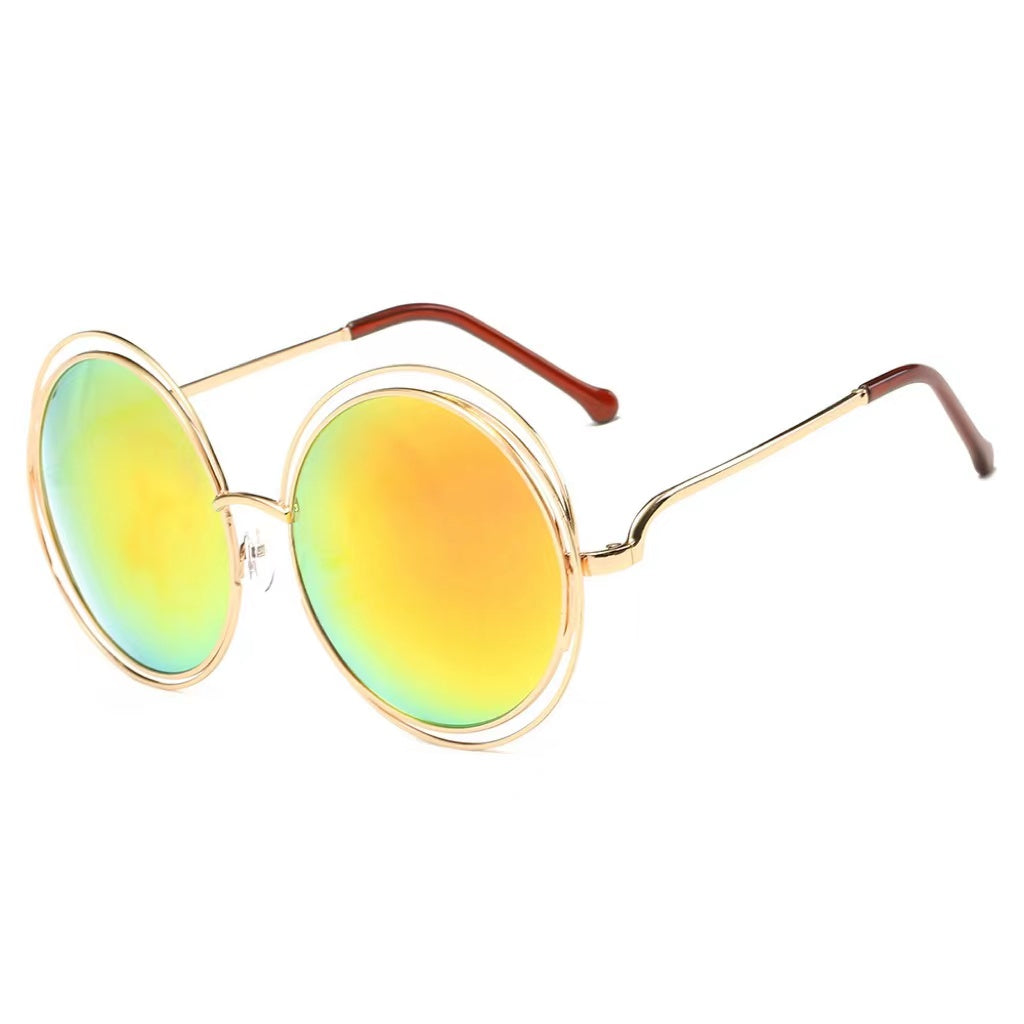 Large Frame Round Frame Women's Sun Glasses True Film Ink Mirror Flat Light Mirror