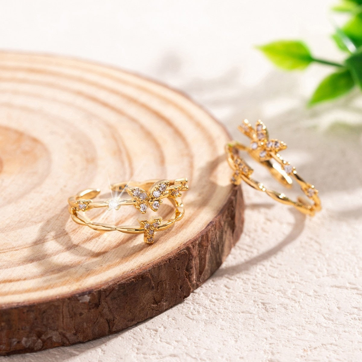 Affordable Luxury Double-layer Open Butterfly 26-letter Ring For Women