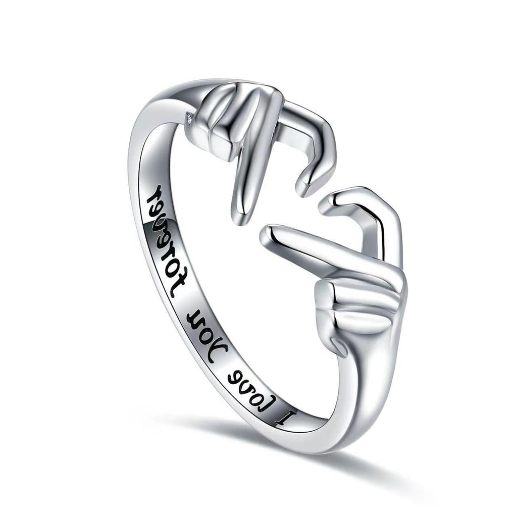 Double-hand Heart Ring European And American Fashion Heart-shaped Embrace