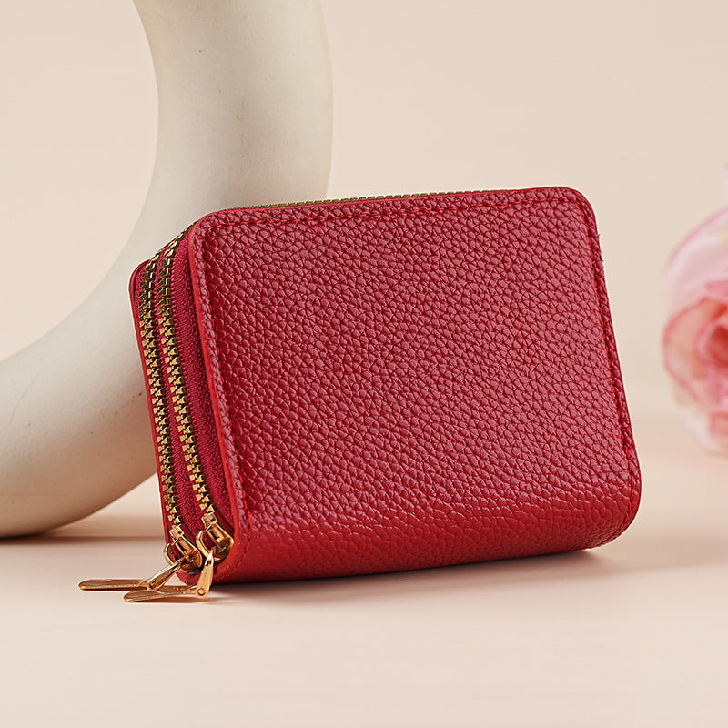 Clutch Wallet With Dual Zippers And Multiple Card Slots