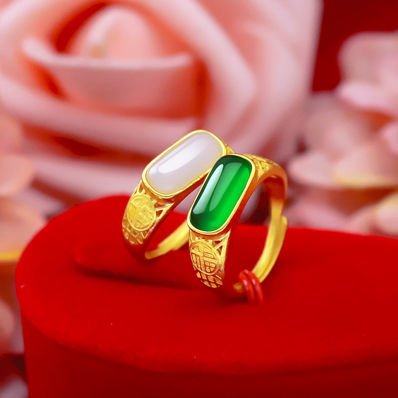 Vietnamese Gold-Plated Rings With Pigeon Egg-Shaped Designs, Fortune And Prosperity Symbols, And Coin Inlays, Floral Designs, Factory Direct Supply, One-Piece Dropshipping