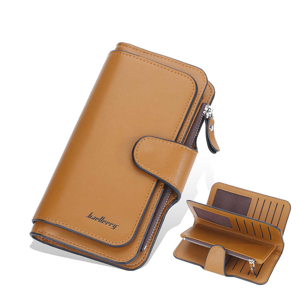 Women's Wallet Three-fold Long Korean Style Multiple Card Slots Zipper Wallet Women's Clutch