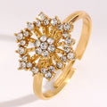 Gold Hollow-out Diamond-inlaid Open Ring