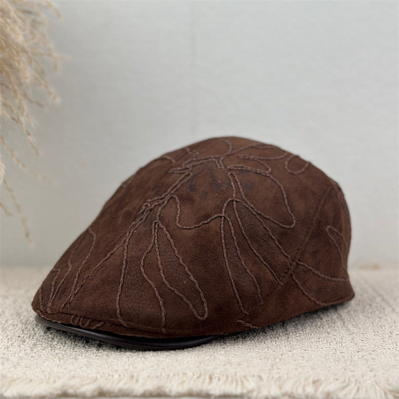 Retro Fashion Irregular Line Flower Forward Hat With PU Brim And Cap Flap, Combined With A Baseball Cap, Casual And Versatile, Suitable For All Occasions.