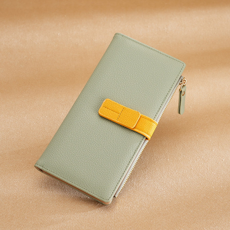 Long Multiple Card Slots Zipper Bag Buckle Korean Style High Sense Women's Wallet