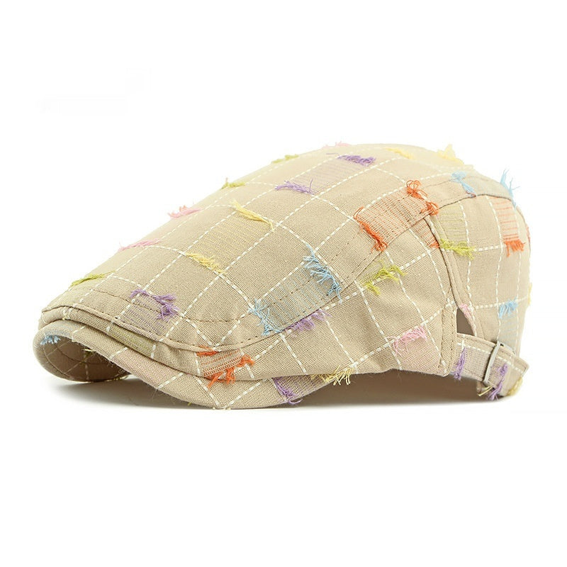 British-style Vintage Plaid Beret For Women
