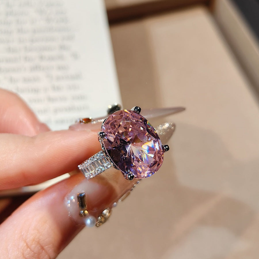 New Trendy Translucent Ice Chalcedony Style Elegant Resizable Open Ring For Women