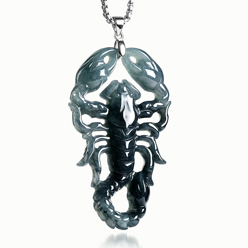 Jadeite Scorpion Pendant With S925 Silver Setting