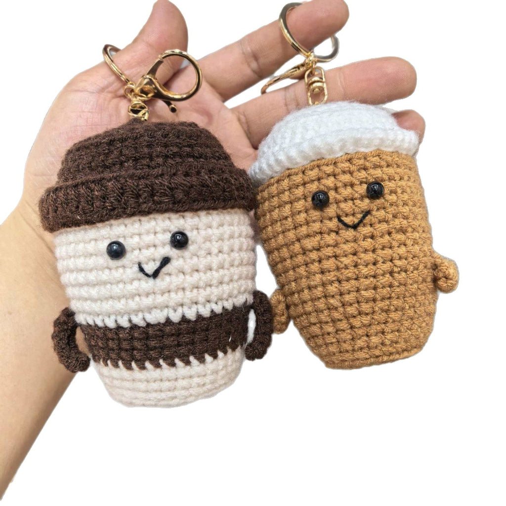 Handmade Crocheted Yarn Coffee Cup Keychain