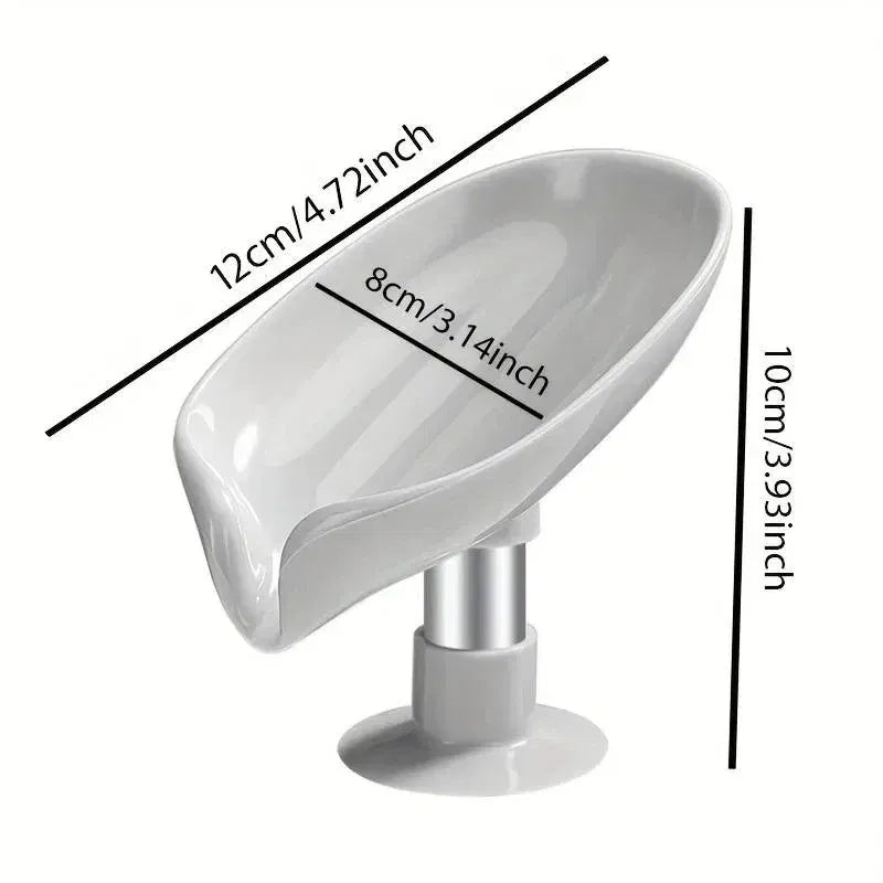 Color: VIOLET/??? - 1-2Pcs Drain Soap Holder Bathroom Items Leaf Shape Wall Soap Dish for Bathroom Punch-free Suction Cup Standing Things the Home