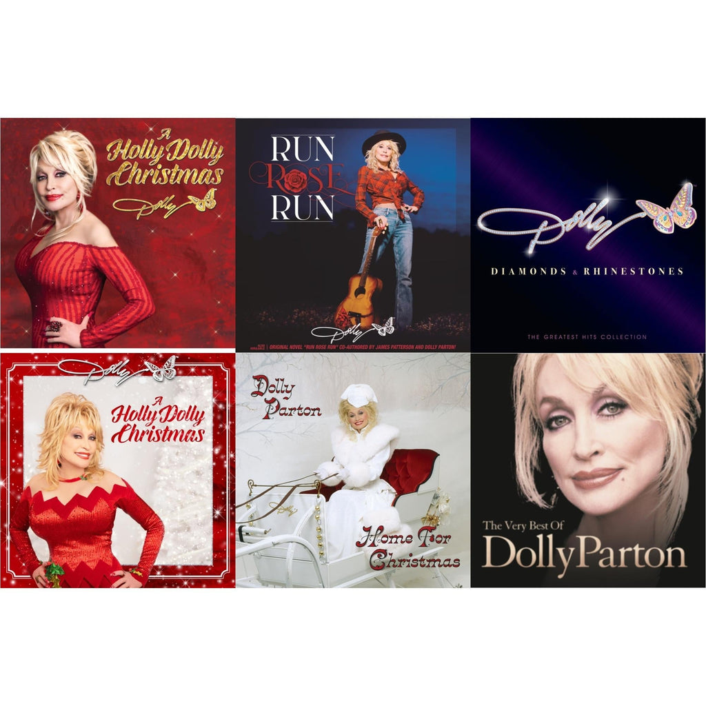 Dolly Parton - Holly Dolly Christmas (Ultimate Deluxe Edition) & Run Rose Run & Diamonds & Rhinestones: The Greatest Hits Collection (2LP) & Holly Dolly Christmas (Opaque Red LP Vinyl) & Home For Christmas (140G) & Very Best Of Dolly Parton (2LP)