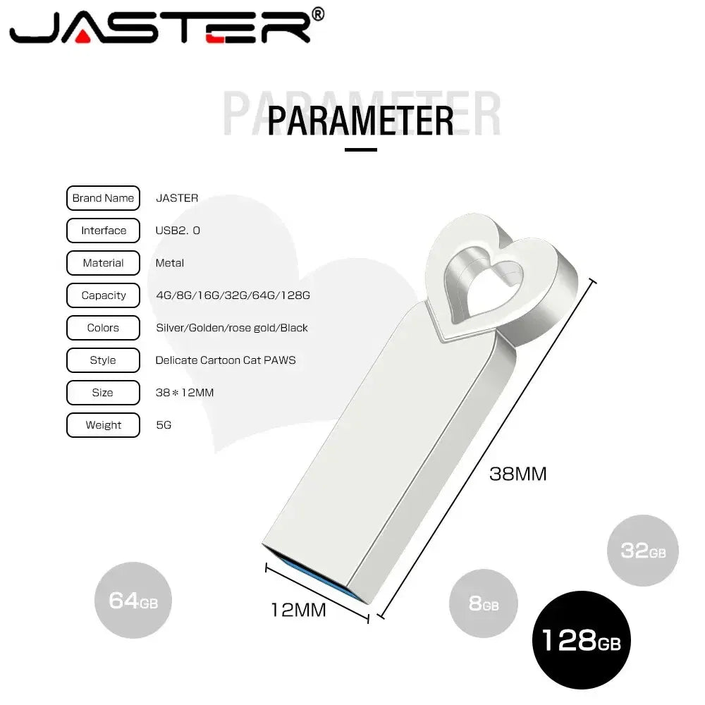 Capacity: 32GB, Color: Gold - Mini Metal Heart Shaped USB Flash Drive 64GB Black Portable Pen Drive 32GB High Speed Memory Stick 16GB Waterproof USB Stick