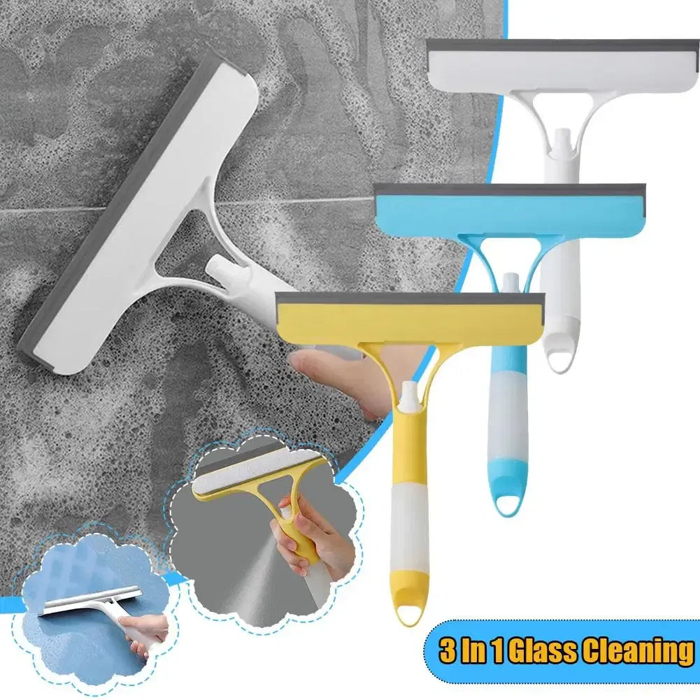Color: Army Green, Ships From: CHINA - 3 In 1 Glass Cleaning With Spray Bottle Wipe Shower Tool Multi-Purpose Screen Windshield Door Cleaner Car Clean Window Clea X0A4