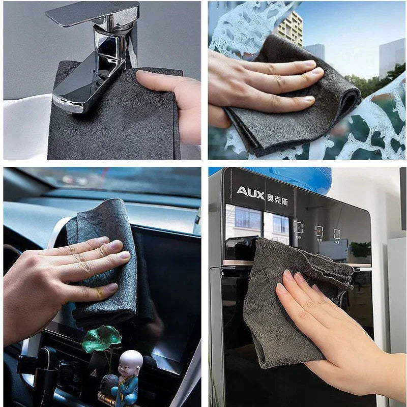 Color: Pink, Specification: 10pcs, Ships From: CHINA - New Thickened Magic Cleaning Cloth Microfiber Glass Clean Towel Reusable Washable Lint-free Cleaning Rags for Kitchen Glass Car