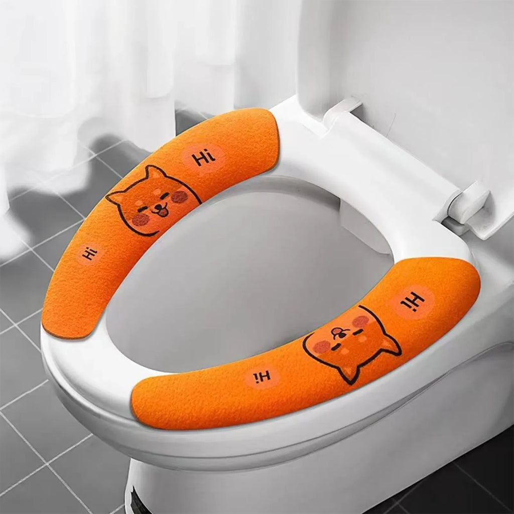 Color: PURPLE, Ships From: CN - Toilet Cover Cartoon Soft Toilet Seat Cushion Washable Plush Toilet Seat Covers Pads Electrostatic Adsorption Easy Installation
