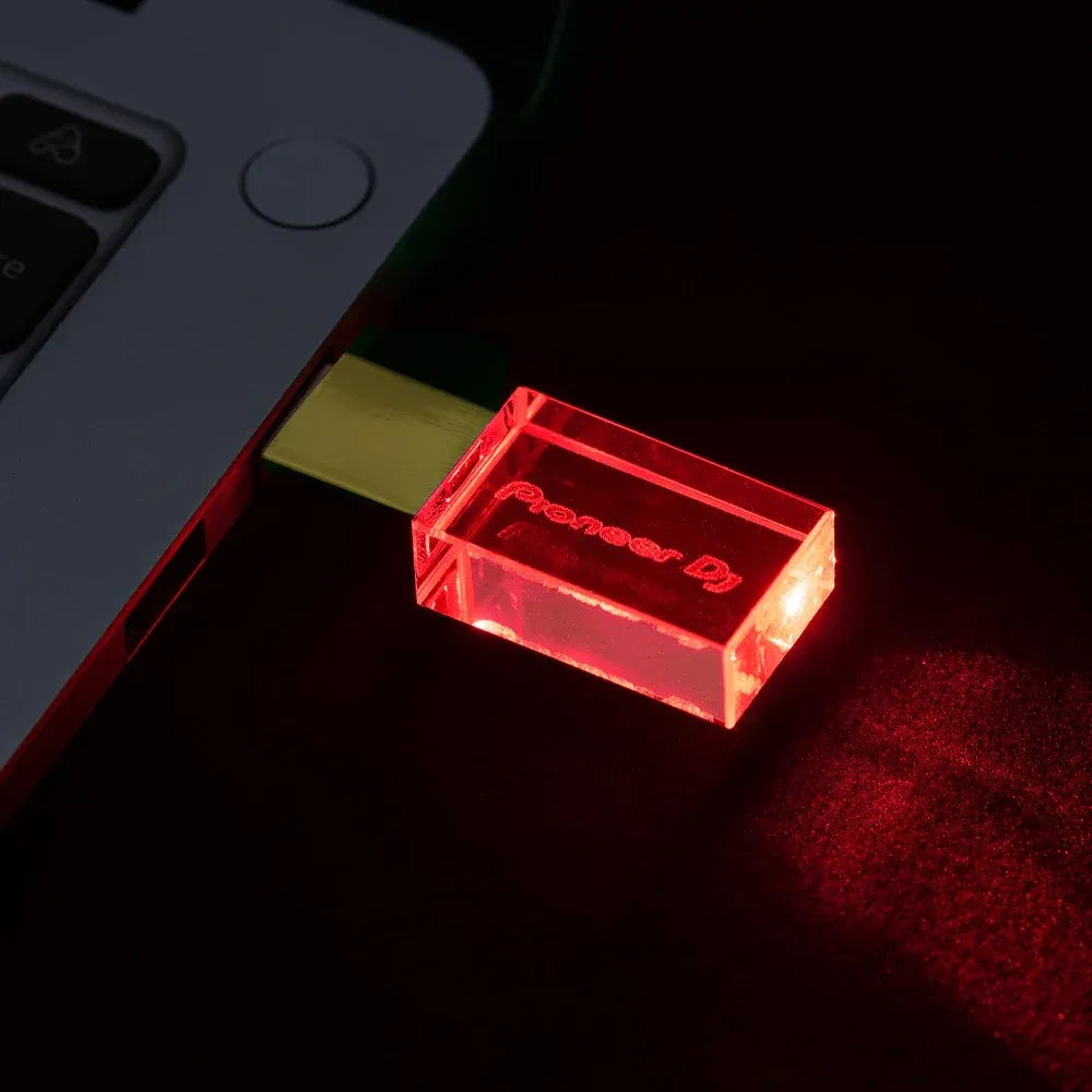 Color: WHITE, Capacity: 4GB - JASTER Luminous USB drive Gold Lid Crystal USB Flash Drive 128GB Pendrive 64GB Colorful LED Memory Stick 16GB with Pioneer DJ