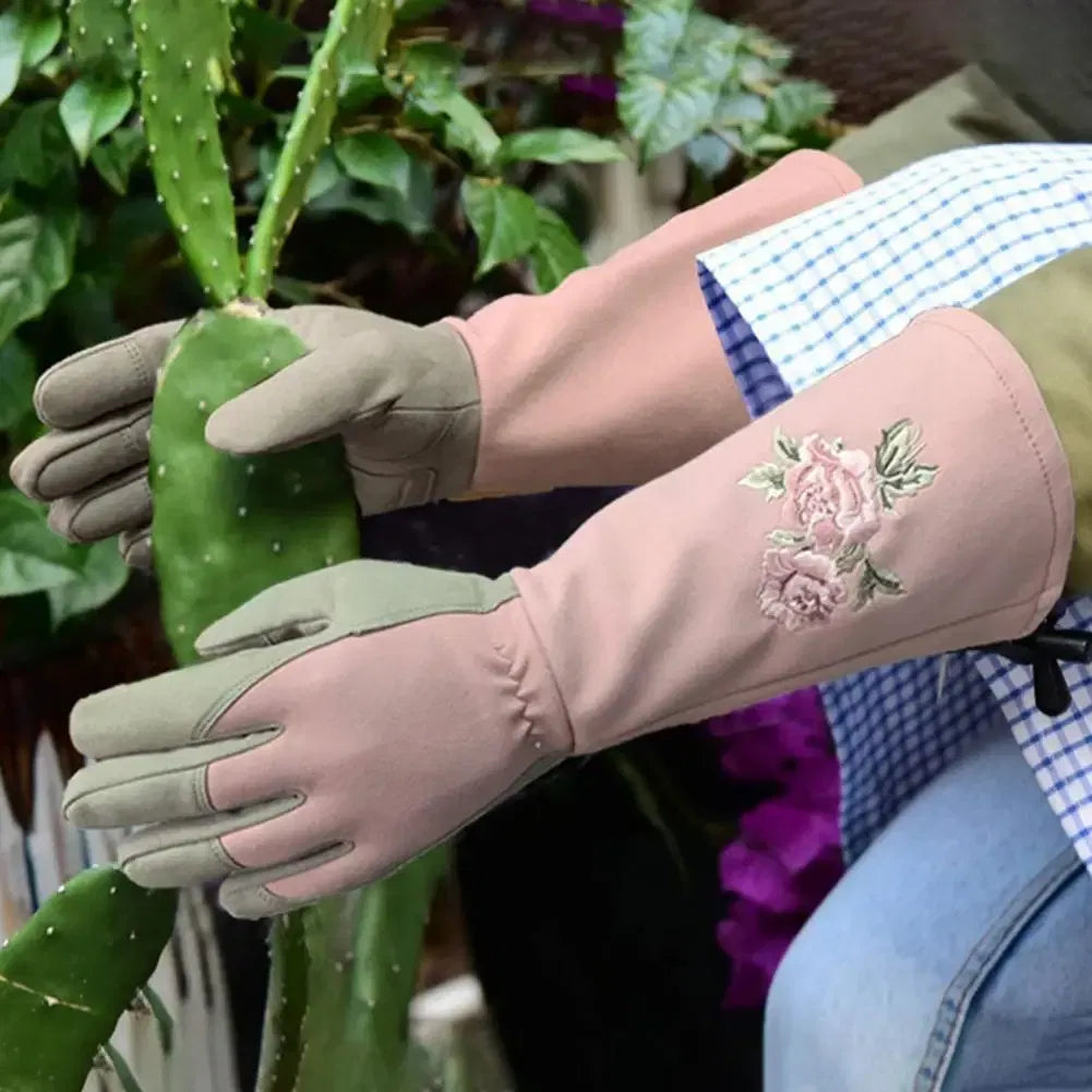Color: WHITE, Size: M - Pruning Garden Gloves Anti-scratch Faux Leather Protective Gloves Reusable Fruit Picking Shrub Pruning Trimming Hand Protector