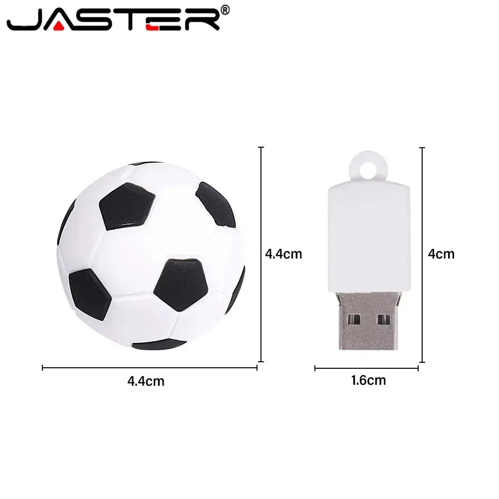 Capacity: 64GB, Color: Red - Football USB Flash Drive 64GB Cute Cartoon Memory Stick 32GB Yellow Red Black Pen Drive 16GB Creative Gift U Disk Free Chain