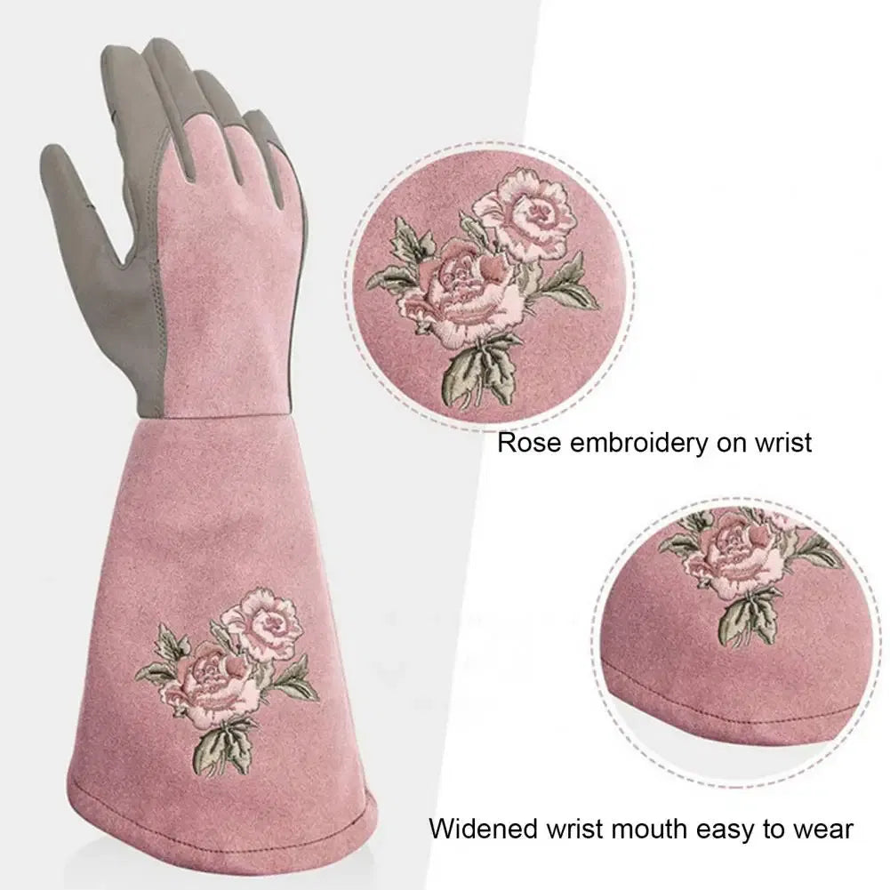 Color: WHITE, Size: M - Pruning Garden Gloves Anti-scratch Faux Leather Protective Gloves Reusable Fruit Picking Shrub Pruning Trimming Hand Protector