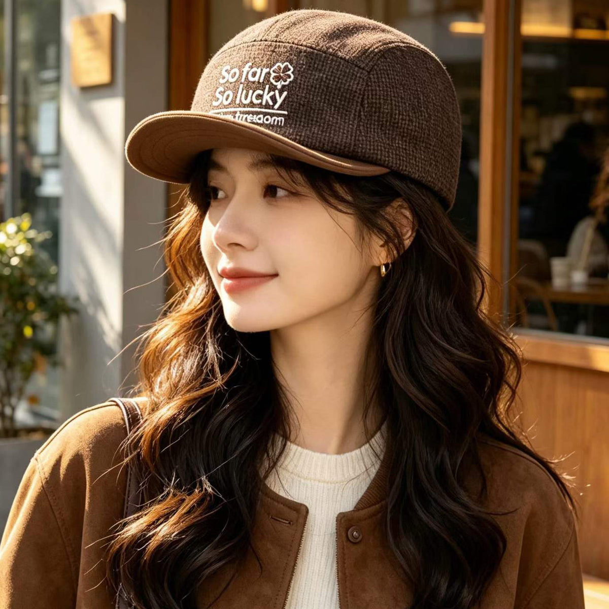 Korean-style Multi-color Lettered Soft Brimmed Baseball Cap For Autumn And Winter, Featuring Retro Small-checkered Pattern. Trendy And Versatile Casual Hat