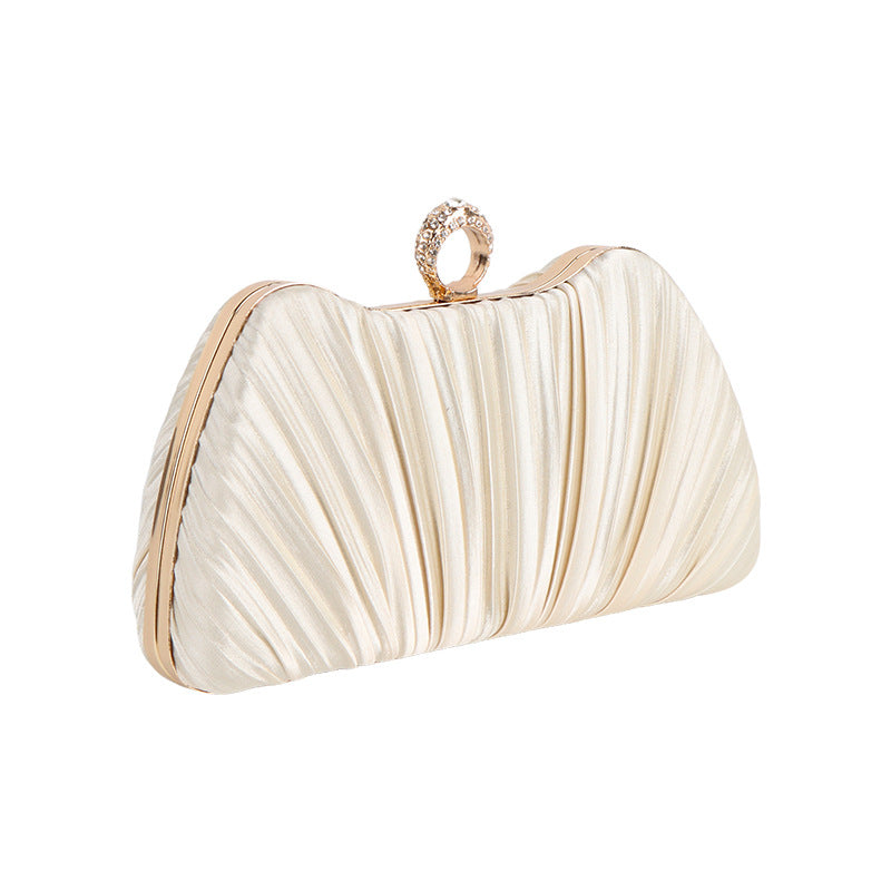 New Champagne-colored Satin Evening Bag For Women