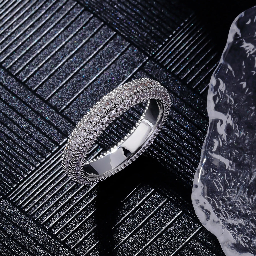 Joseph Jewelry Three-sided Zirconium Shiny Diamond Ring Ring European And American Style Fashion Personalized Hip Hop Ring Trend